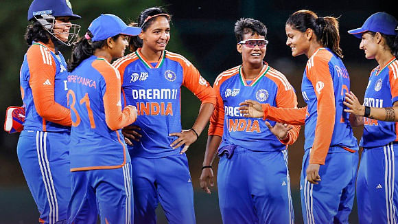 <div class="paragraphs"><p>Indian women's team after winning against Pakistan.</p></div>